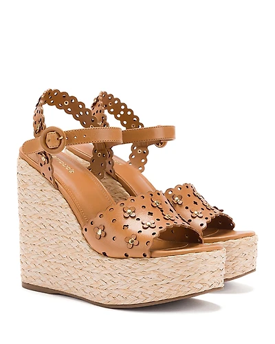Larroude Women's Jasmine Flower Detail Espadrille Wedge Platform Sandals