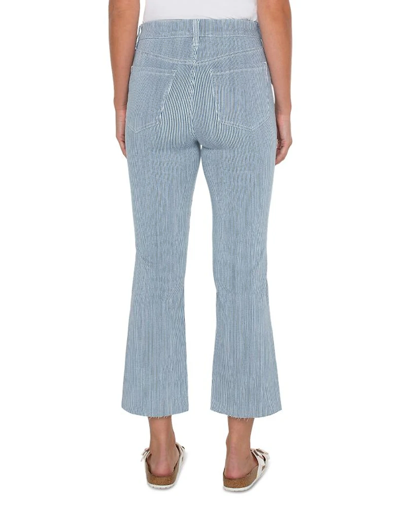 Gia Glider High Rise Crop Flare Leg Jeans Chambray Stripe