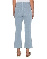 Gia Glider High Rise Crop Flare Leg Jeans Chambray Stripe