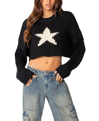 Edikted Mega Star Cropped Sweater