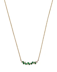 Bloomingdale's Fine Collection Emerald & Diamond Curved Bar Necklace