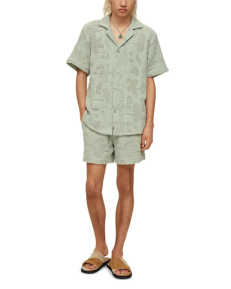 Oas Galbanum Cuba Cotton Blend Crochet Camp Shirt