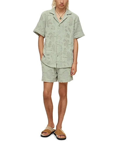 Oas Galbanum Cuba Cotton Blend Crochet Camp Shirt