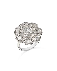 Bloomingdale's Fine Collection Diamond Round & Baguette Flower Ring