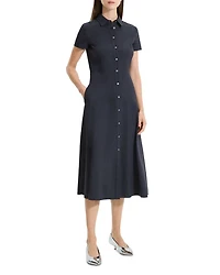 Linen Blend Short Sleeve Midi Dress