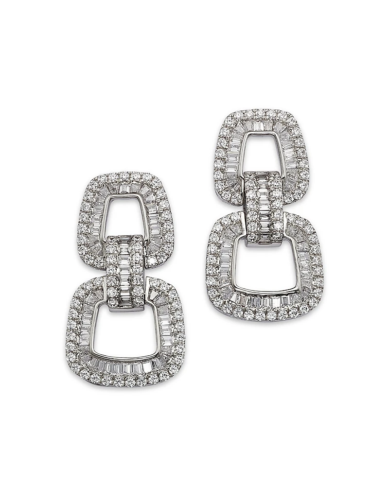 Bloomingdale's Fine Collection Diamond Round & Baguette Geometric Drop Earrings
