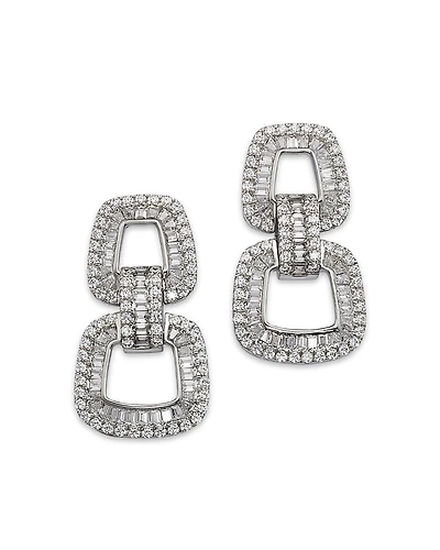 Bloomingdale's Fine Collection Diamond Round & Baguette Geometric Drop Earrings