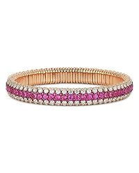 Roberto Demeglio 18K Rose Gold Ruby & Diamond Three Row Stretch Bracelet