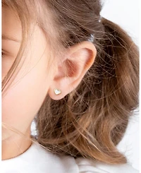 Girls' 14K Gold Genuine Love Mother of Pearl Heart Studs - Baby, Little Kid, Big Kid