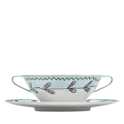Marni Blossom Milk Soup Bowl with Handles & Saucer