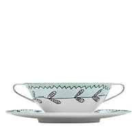 Marni Blossom Milk Soup Bowl with Handles & Saucer