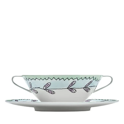 Serax Marni Blossom Milk Soup Bowl with Handles & Saucer