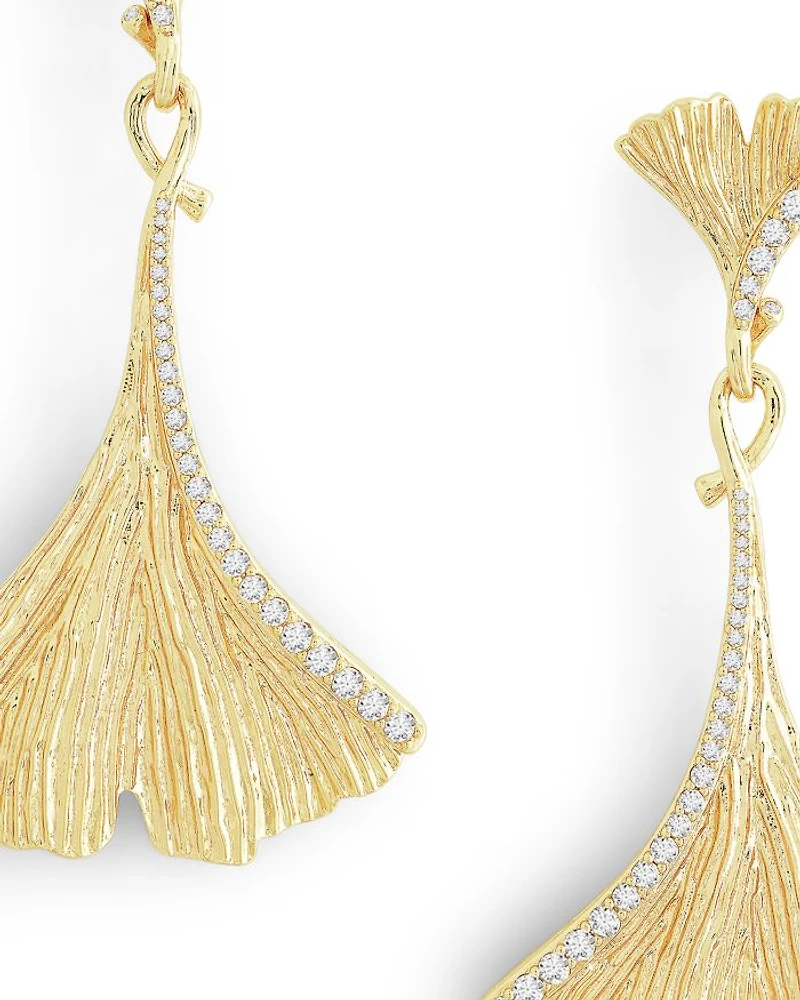 Gingko Large Drop Earrings in 18K Gold Plated
