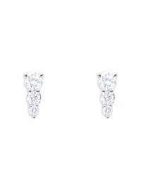 Meira T 14K White Gold Diamond Graduated Three Stone Stud Earrings