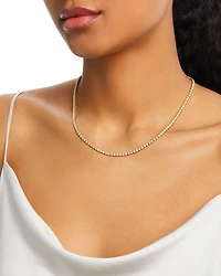 Diamond Crown Set Tennis Necklace in 14K White or Yellow Gold, 5.0 tcw