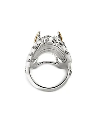 14K Yellow Gold & Silver Naga Diamond, Black Sapphire, Blue Sapphire, & Black Spinel Dragon Ring