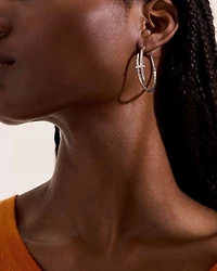 Sterling Silver Diamond Spear Small Hoop Earrings