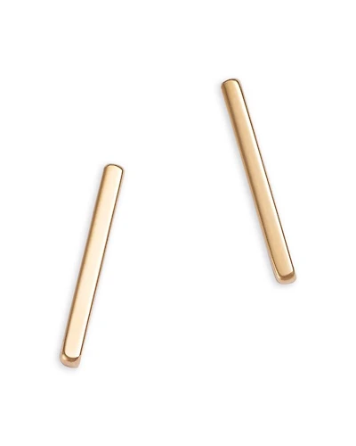 14K Yellow Gold Gold Bars Thin Bar Stud Earrings