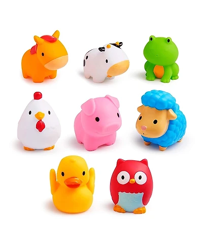 Munchkin Farm Animal Squirts Bath Toys, 8 Pack - Ages 12 Months+