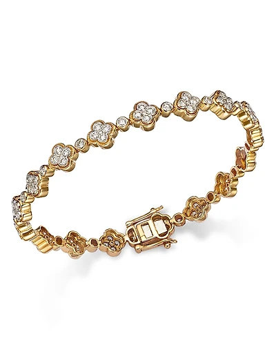 Bloomingdale's Fine Collection Diamond Clover Link Bracelet
