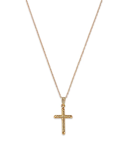 Bloomingdale's Fine Collection Children's Swirl Cross Pendant Necklace