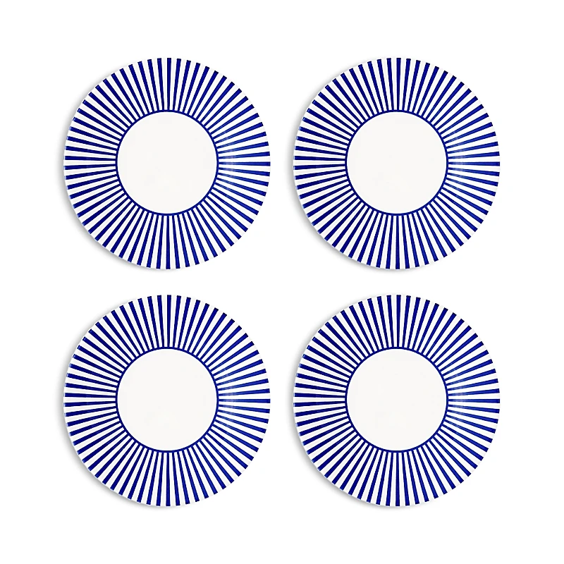 Spode Blue Italian Steccato Narrow Stripe Tidbit Plates, Set of 4