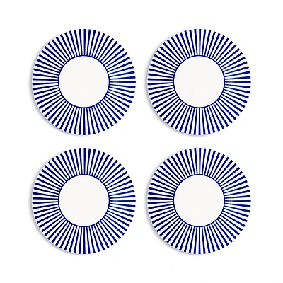 Spode Blue Italian Steccato Narrow Stripe Tidbit Plates, Set of 4