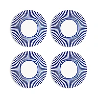 Spode Blue Italian Steccato Narrow Stripe Tidbit Plates, Set of 4
