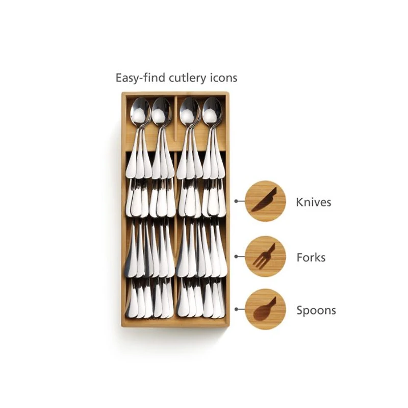 Bamboo Large Compact Cutlery Organizer