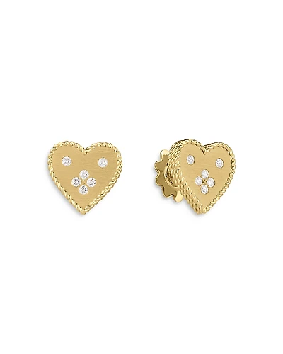 Roberto Coin 18K Yellow Gold Diamond Venetian Princess Small Heart Stud Earrings