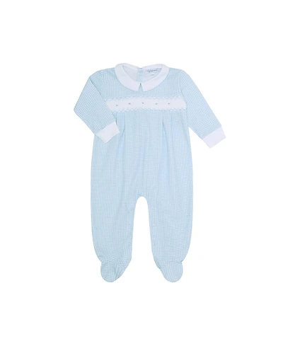 Nellapima Boys' Blue Gingham Smocked Footie - Baby