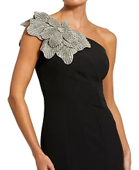 One Shoulder Flower Detailed Gown