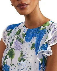 Simona Floral Flutter Sleeve Blouse