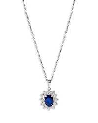 Bloomingdale's Fine Collection Blue Sapphire & Diamond Halo Starburst Pendant Necklace