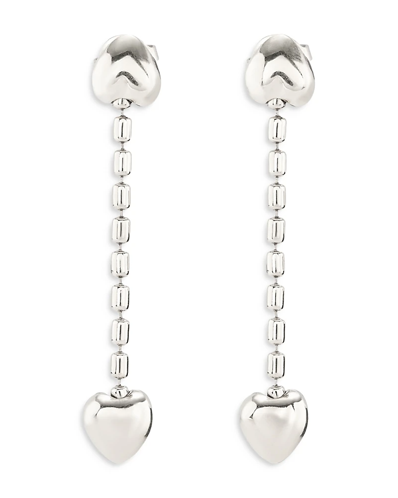 UNOde50 Sterling Silver-Plated Earrings with Dangling Chain and Small Hearts