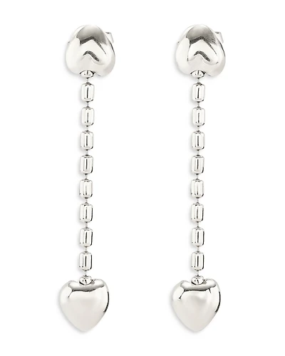 UNOde50 Sterling Silver-Plated Earrings with Dangling Chain and Small Hearts