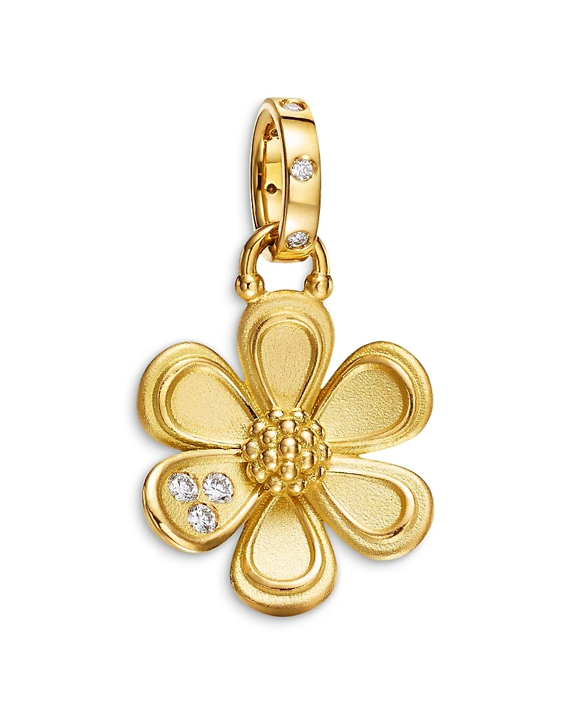 Temple St. Clair 18K Yellow Gold Butterfly Diamond Flower Pendant