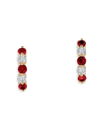 Bloomingdale's Fine Collection Ruby & Diamond Hoop Earrings