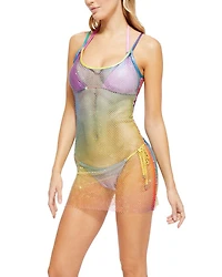 Gradient Mesh Mini Cover Up Dress