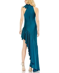 Halter Neck Ruffled Asymmetrical Gown