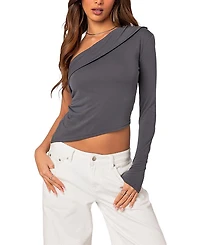 Edikted Fold Over One Shoulder Top