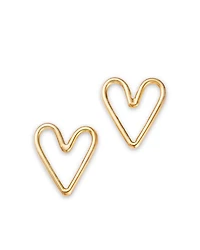 14K Yellow Gold Classic Open Heart Stud Earrings