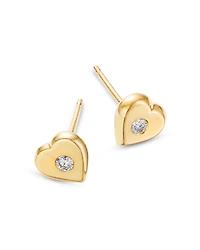 14K Yellow Gold Feel the Love Diamond Heart Stud Earrings