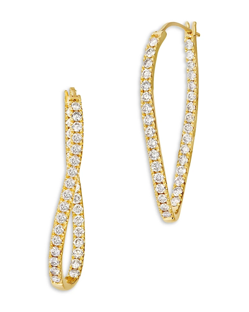 Bloomingdale's Fine Collection Champagne Diamond Wavy Inside Out Hoop Earrings