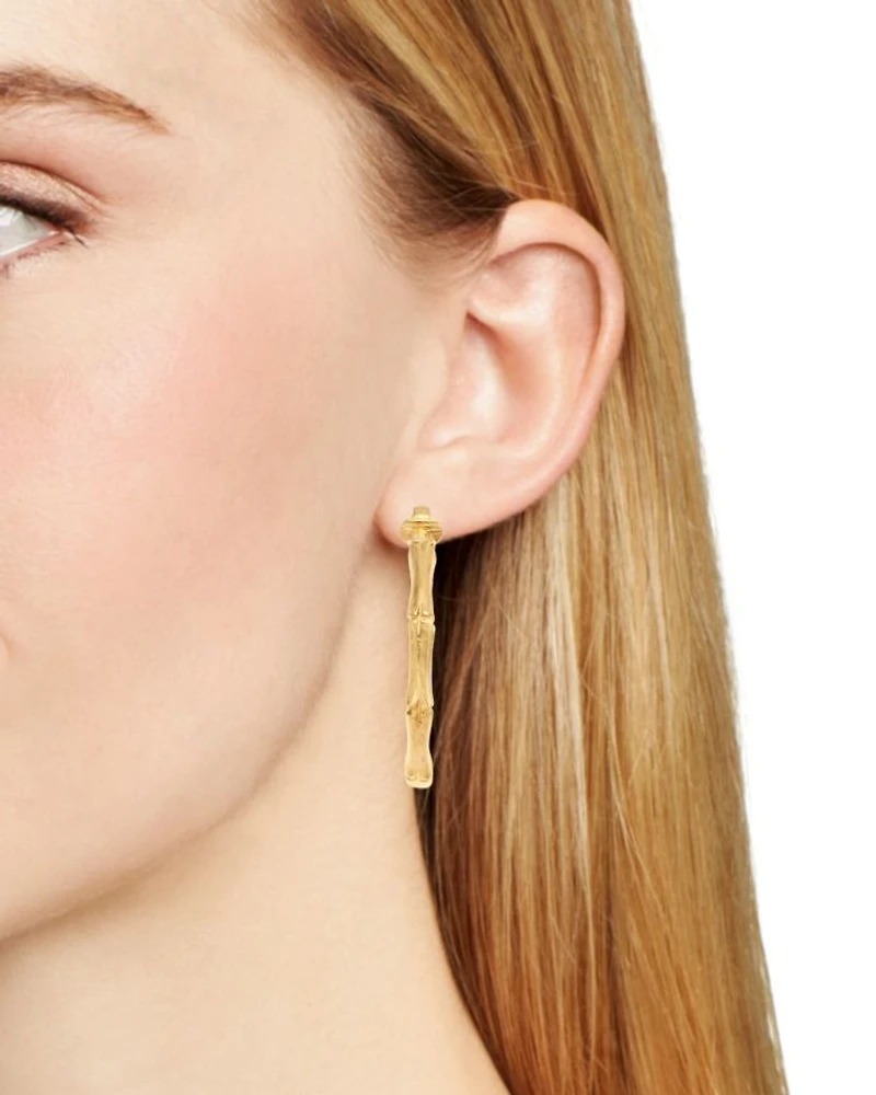 Bamboo Hoop Clip On Earrings