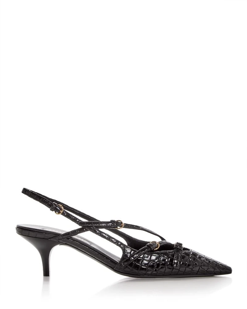 Women's Croc Embossed Pointed Toe Pumps