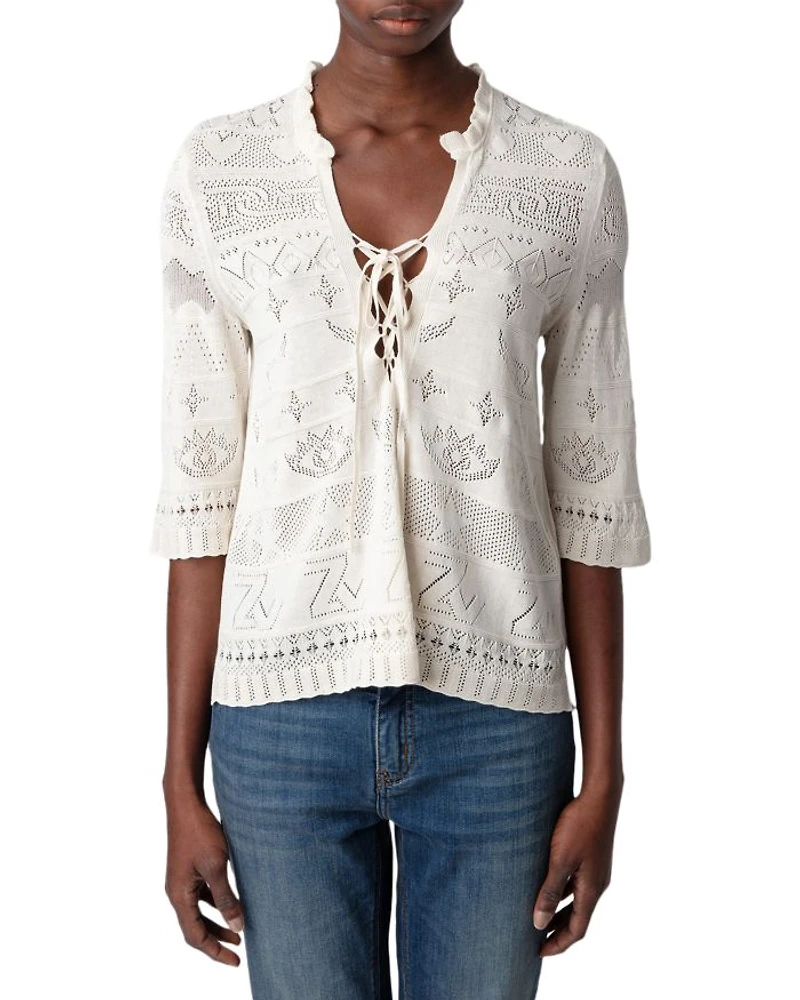 Taho Co Dentelle Cotton Lace Sweater