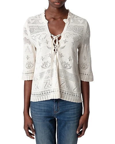 Zadig & Voltaire Taho Co Dentelle Cotton Lace Sweater