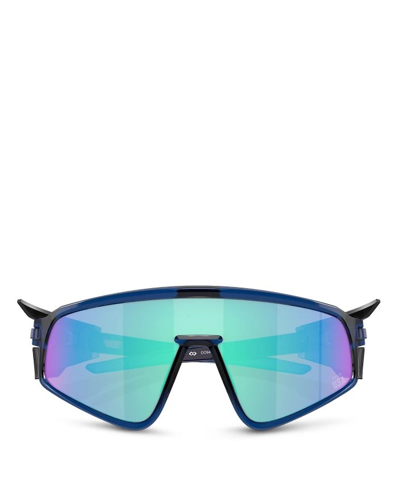 Latch Panel Rectangular Shield Sunglasses, 135mm