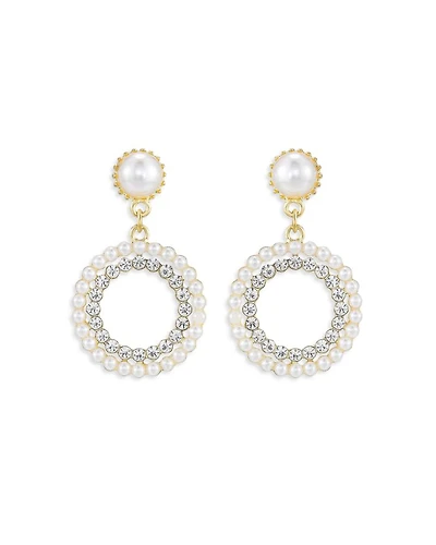 Mother May Crystal & Imitation Pearl Drop Earrings
